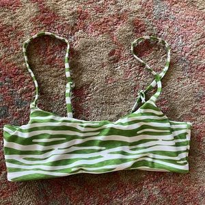 Green Zebra Print Bikini Top